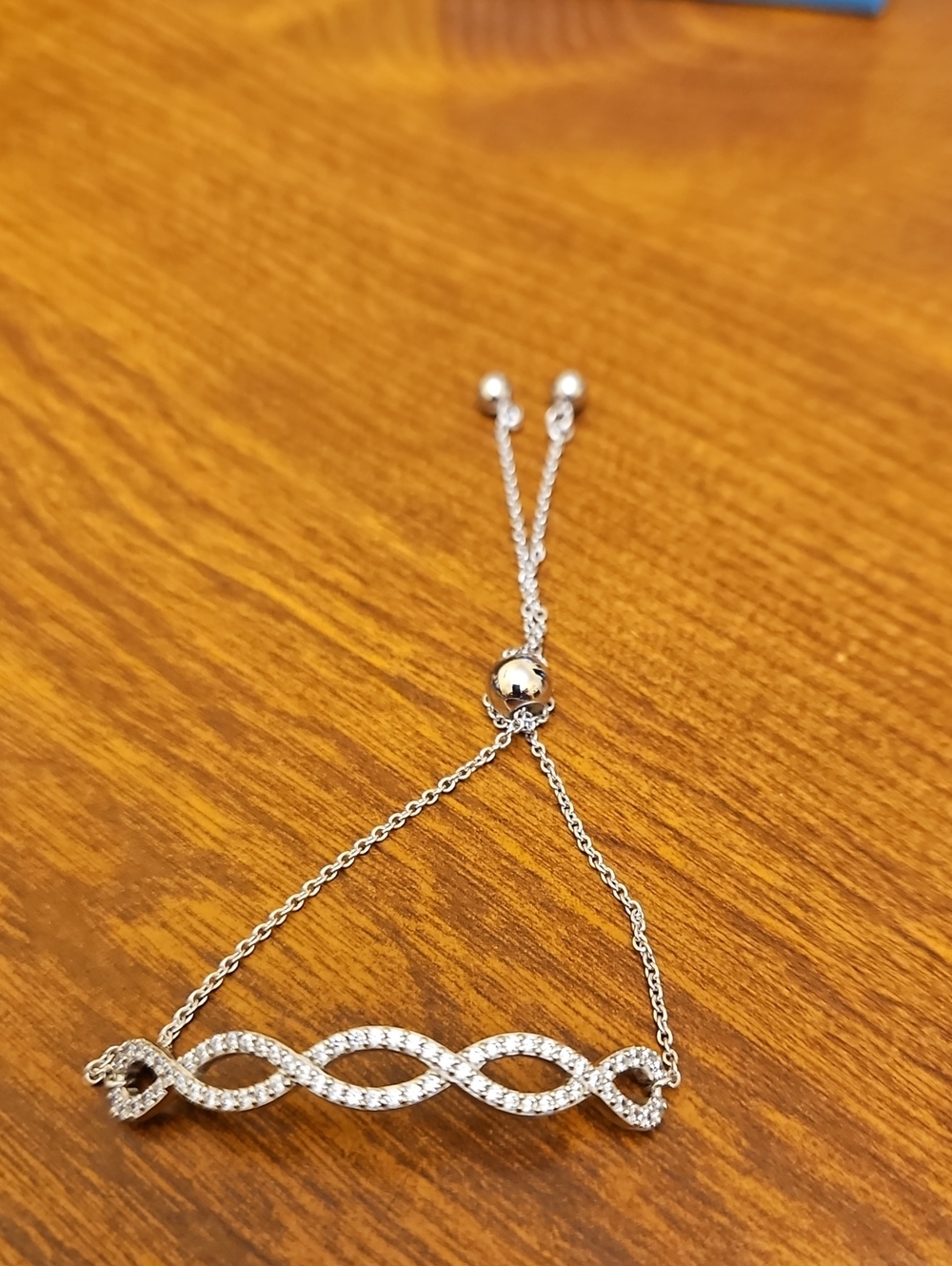 Touchstone NIB Silver adjustable Crystal Infinity Bracelet